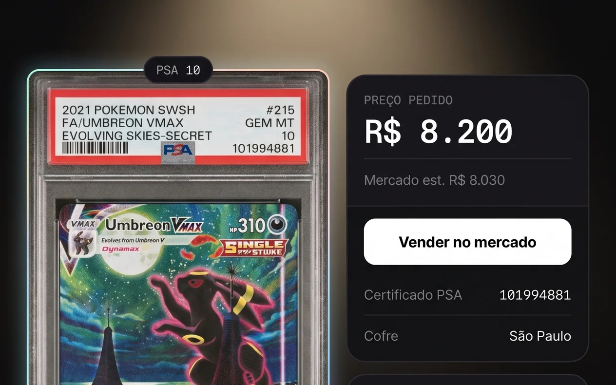 Carta no marketplace da Flipit com preço pedido e o botão de vender